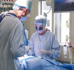 Weight loss surgery being performed in an operating theatre at St Georges Hospital London Zonal hospital